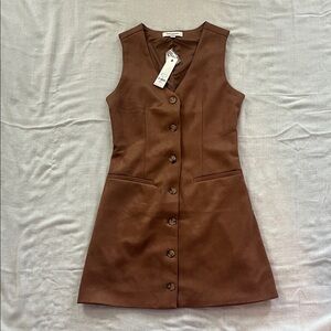 Francesca's Collections Brown Button-Front Mini Dress